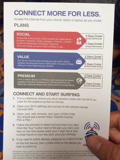 Carnival Cruise Wifi Plans