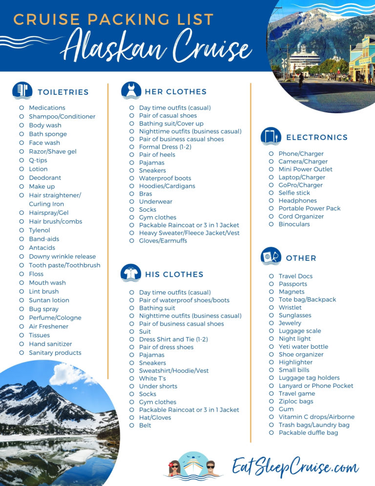 alaska land and cruise packing list