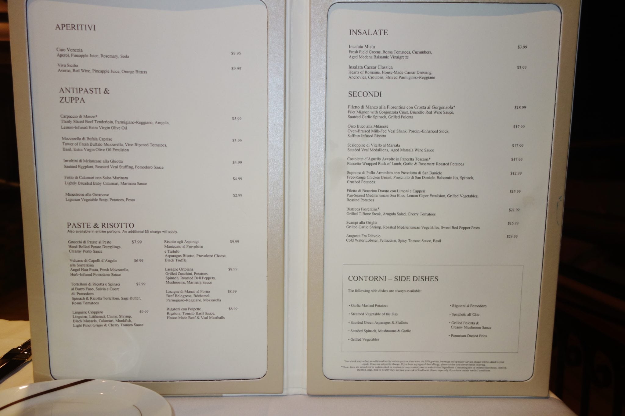 ncl escape dining room menu