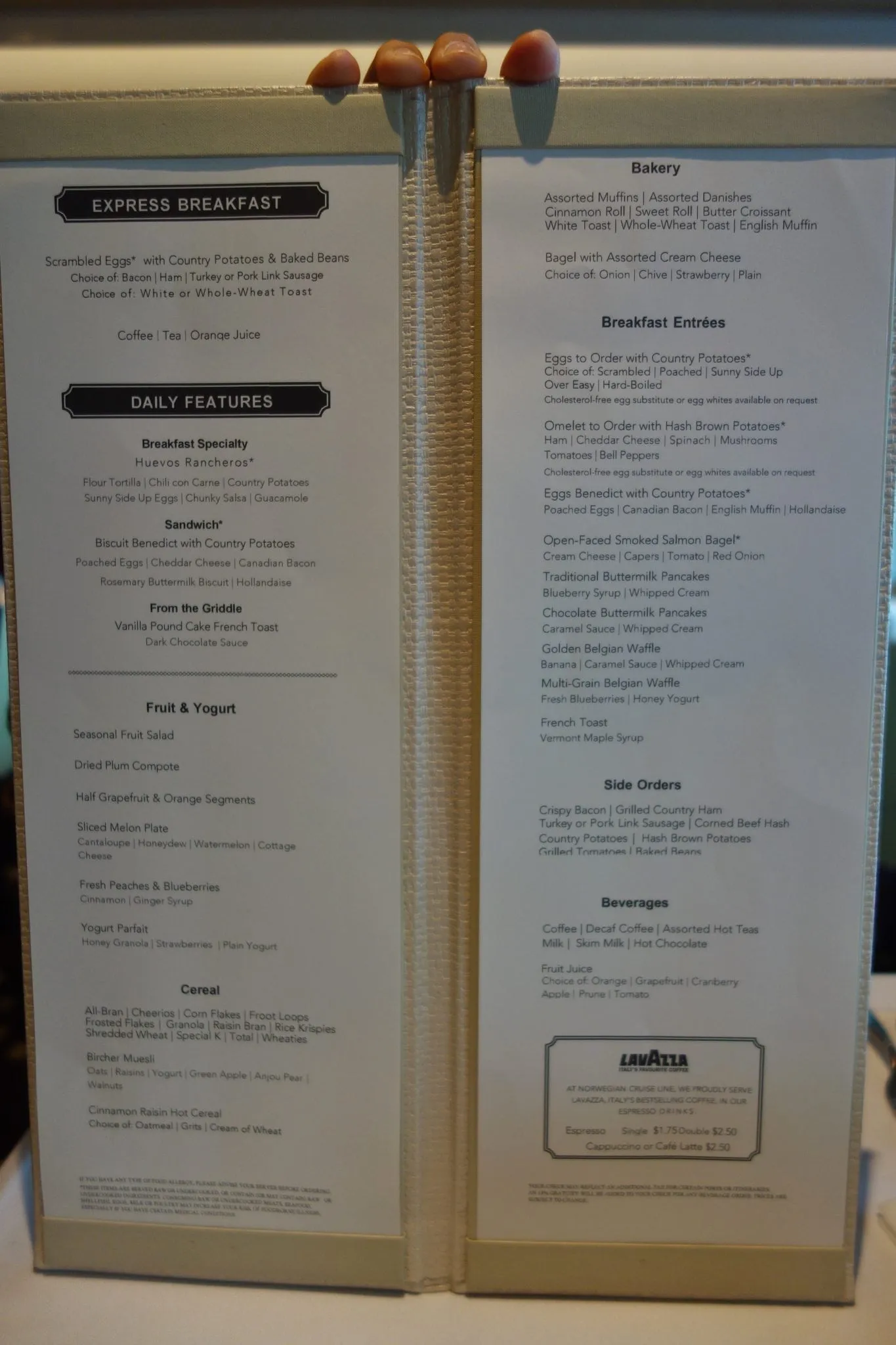 Norwegian Escape Menus - EatSleepCruise.com