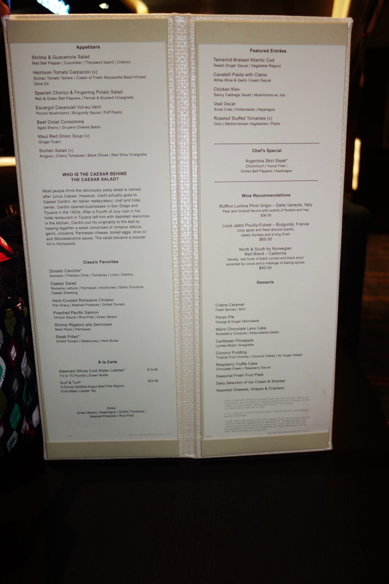 Norwegian Escape Menus 2024 Elset Horatia