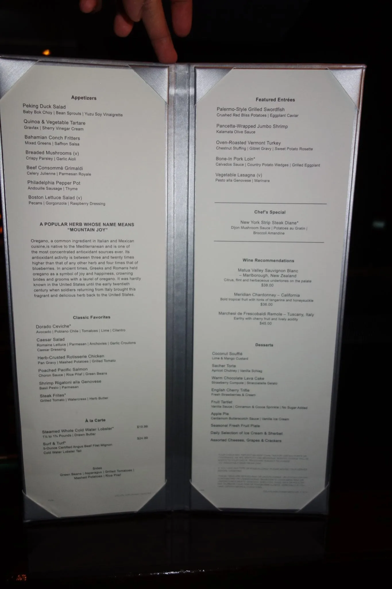 Norwegian Escape Menus