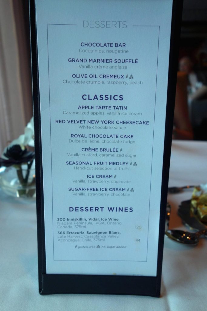 Anthem of the Seas Menus