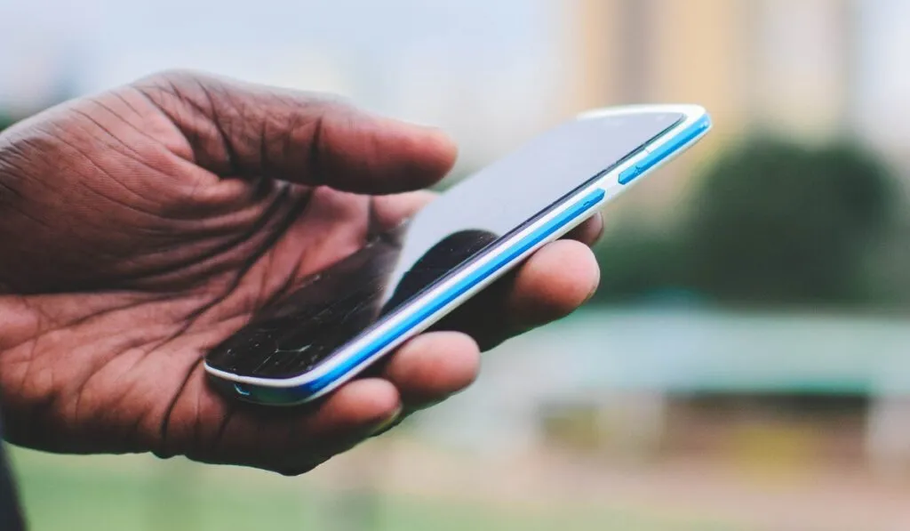 hand holding a smartphone 