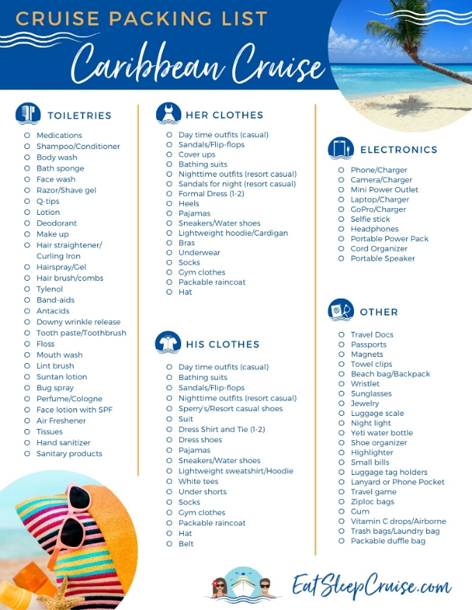 vacation cruise packing list