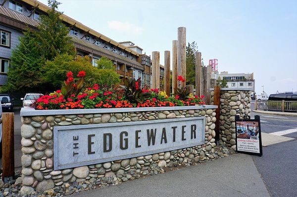 Sign for the Edgewater Hotel in Seattle, WA