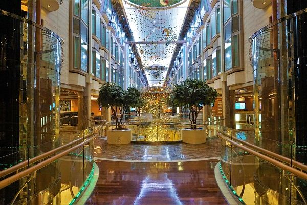 Interior of the Royal Promenade deck of Royal Caribbean Navigator