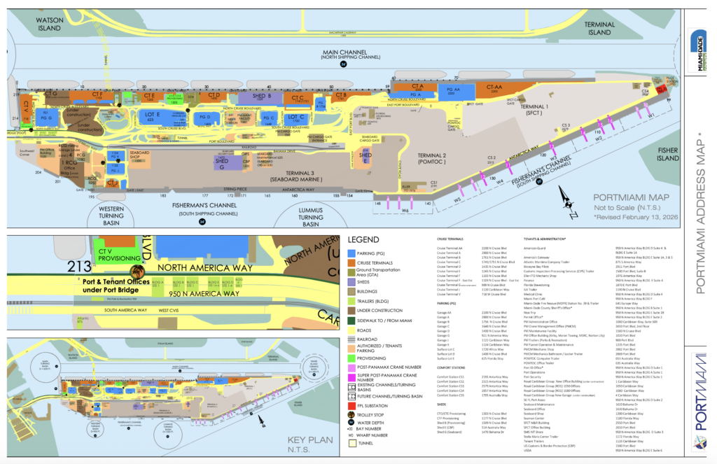 PortMiami cruise terminal map