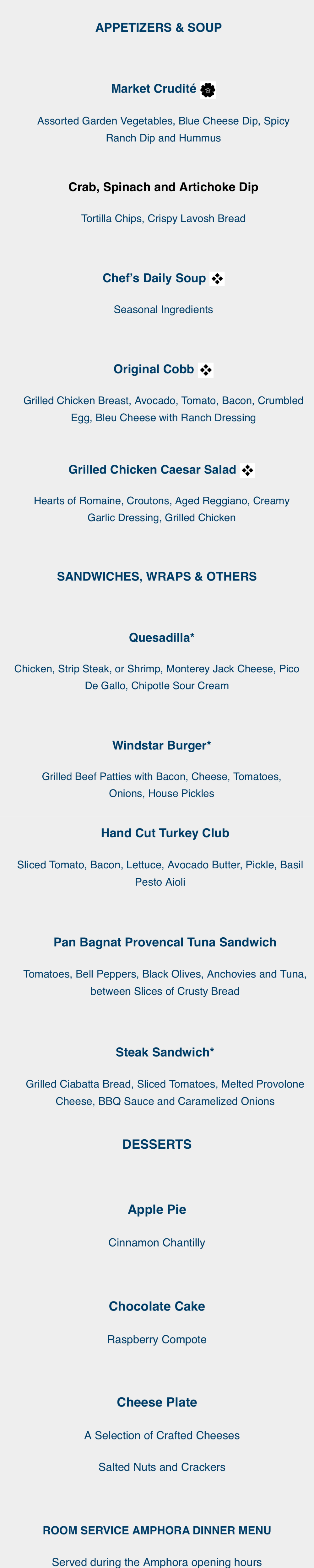 windstar cruises menus