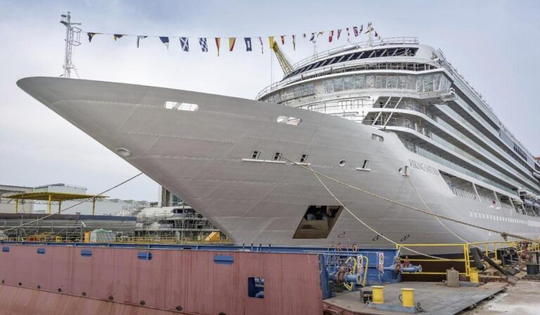 Viking Floats Out Newest Ship, Viking Saturn