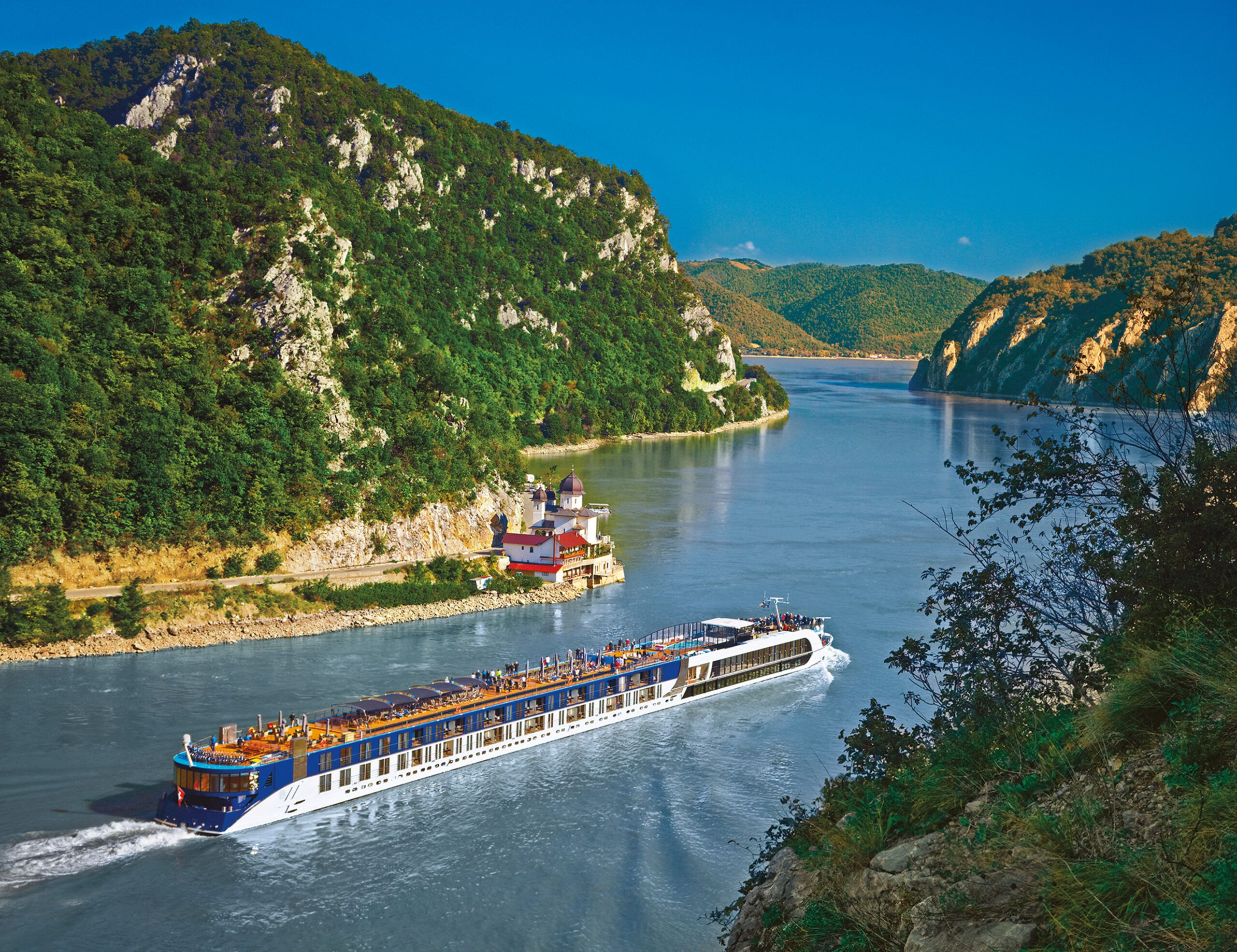 Danube river. Serbia and Romania border.