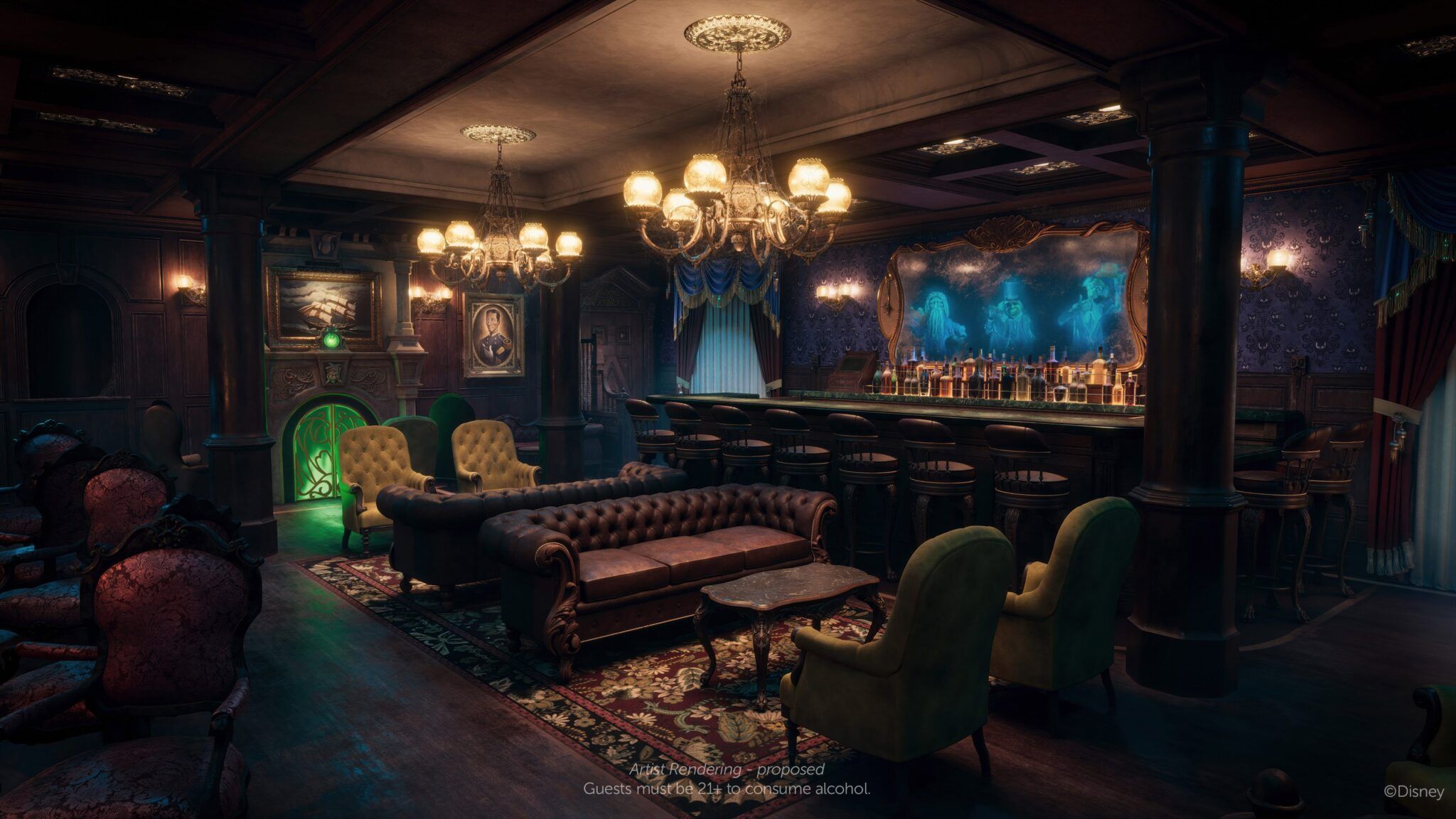 Disney Treasure - Haunted Mansion Parlor - EatSleepCruise.com