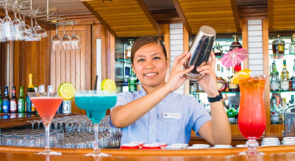 Windstar Cruises bartender crew member bar cocktails drinks