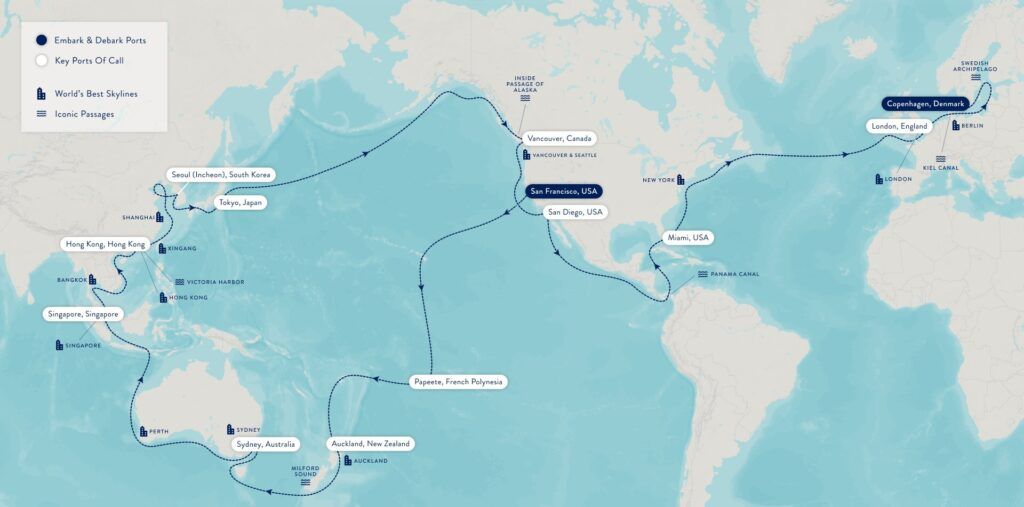 azamara cruises 2027 world cruise map