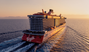 virgin voyages scarlet lady exterior aerial